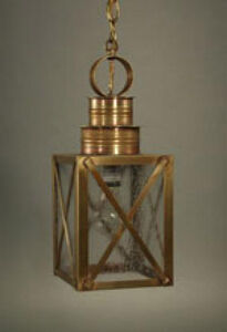 Suffolk 1 Light 6 inch Dark Antique Brass Hanging Lantern Ceiling Light in Seedy Marine Glass